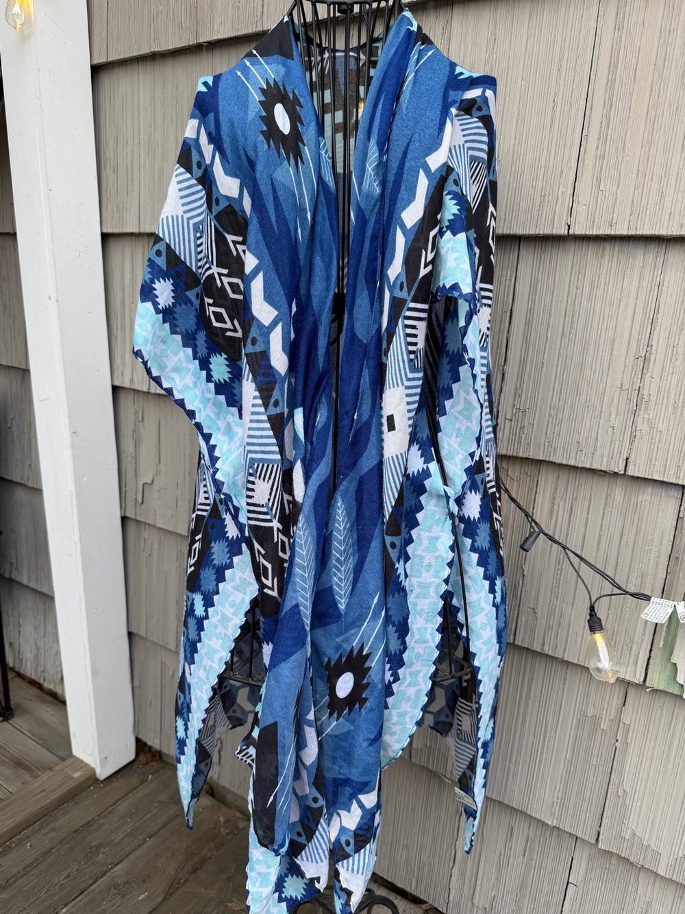 Blue Aztec Print Kimono Wrap